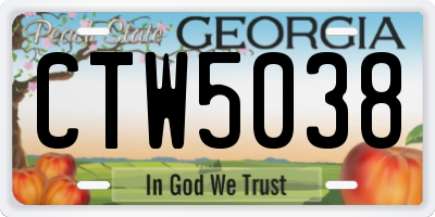 GA license plate CTW5038