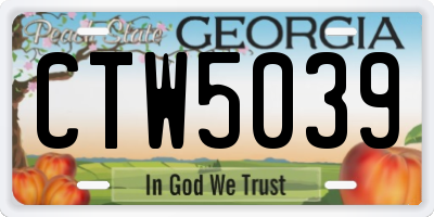 GA license plate CTW5039