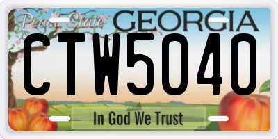 GA license plate CTW5040
