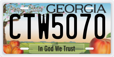 GA license plate CTW5070