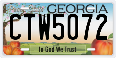 GA license plate CTW5072