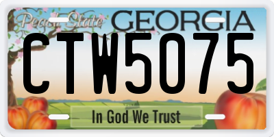 GA license plate CTW5075