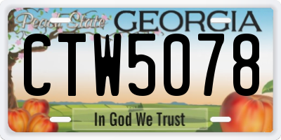 GA license plate CTW5078