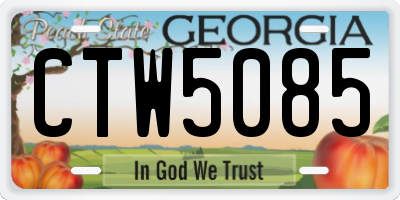 GA license plate CTW5085
