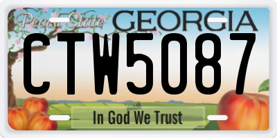 GA license plate CTW5087