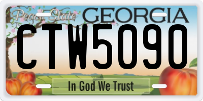 GA license plate CTW5090