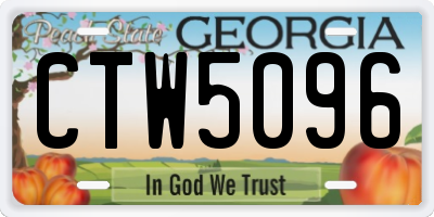 GA license plate CTW5096