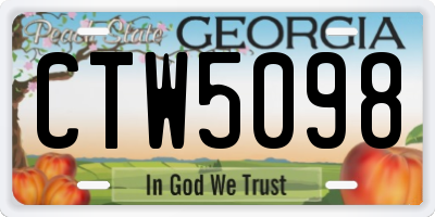 GA license plate CTW5098