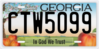GA license plate CTW5099