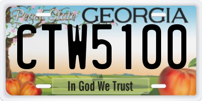 GA license plate CTW5100