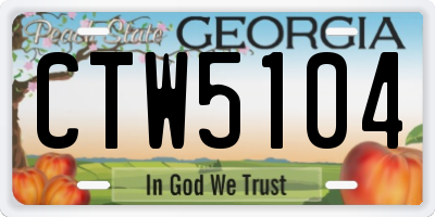 GA license plate CTW5104
