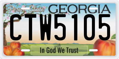 GA license plate CTW5105