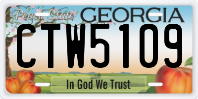 GA license plate CTW5109