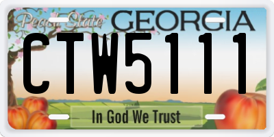 GA license plate CTW5111
