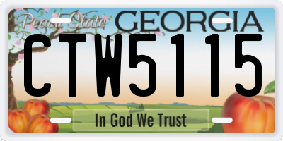 GA license plate CTW5115