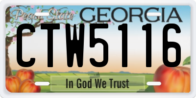 GA license plate CTW5116