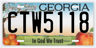 GA license plate CTW5118