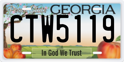 GA license plate CTW5119