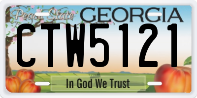 GA license plate CTW5121
