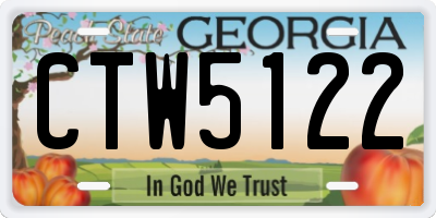 GA license plate CTW5122
