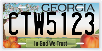 GA license plate CTW5123
