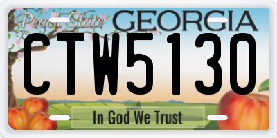 GA license plate CTW5130