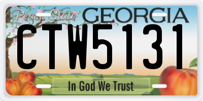 GA license plate CTW5131