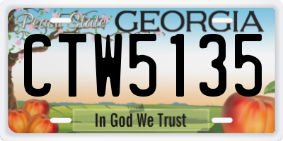 GA license plate CTW5135