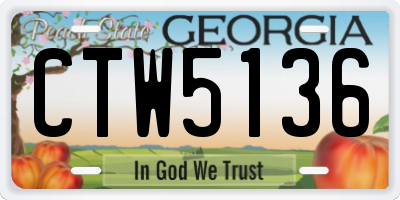 GA license plate CTW5136