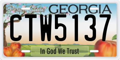 GA license plate CTW5137