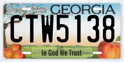 GA license plate CTW5138