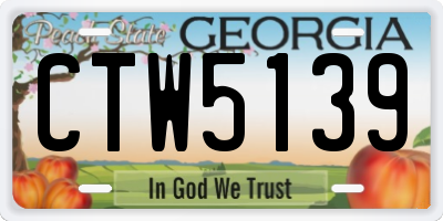 GA license plate CTW5139