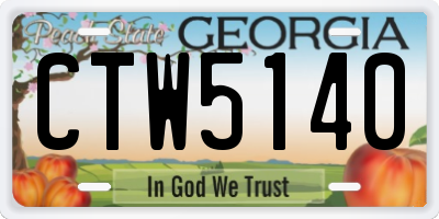 GA license plate CTW5140