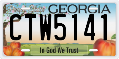 GA license plate CTW5141