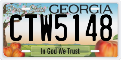 GA license plate CTW5148