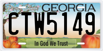 GA license plate CTW5149
