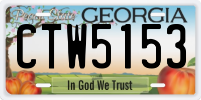 GA license plate CTW5153