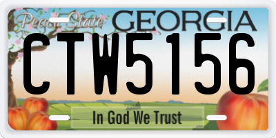 GA license plate CTW5156