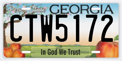 GA license plate CTW5172