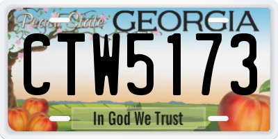 GA license plate CTW5173