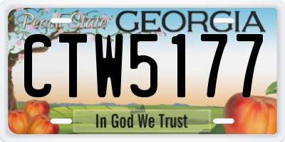 GA license plate CTW5177
