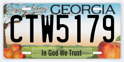 GA license plate CTW5179