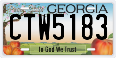 GA license plate CTW5183
