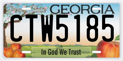 GA license plate CTW5185