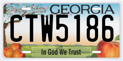 GA license plate CTW5186