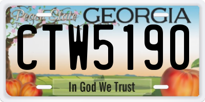 GA license plate CTW5190