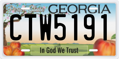GA license plate CTW5191