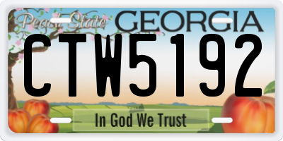 GA license plate CTW5192