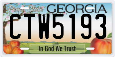 GA license plate CTW5193