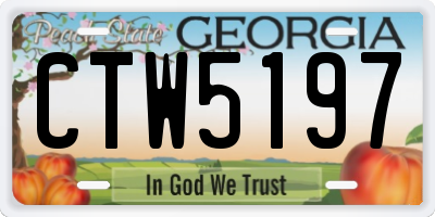 GA license plate CTW5197